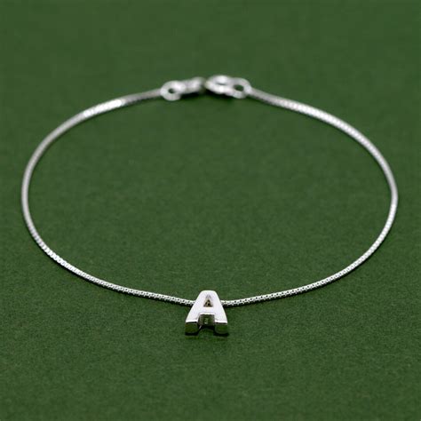 Sterling Silver Letter Bracelet A Z Personalised Initial Charm Bracelet T For Her Custom