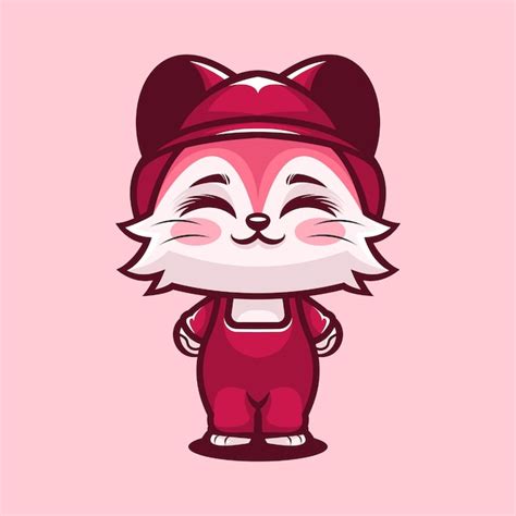 Premium Vector Cute Pink Cat Mascot Logo Design