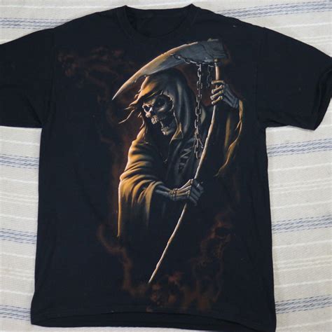 Vtg Grim Reaper With Scythe Graphic Tee T Shirt In Graphic Tees