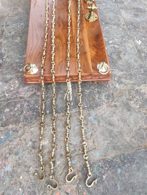 Wooden Carved Jhula Seat With Brass Hooks And Brass Etsy