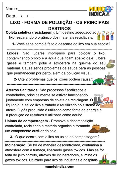 Atividades Sobre Poluição Ambiental 5 Ano