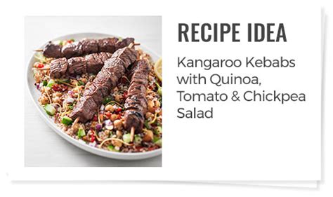 K Roo Kangaroo Kebabs With Quinoa Tomato Chickpea Salad