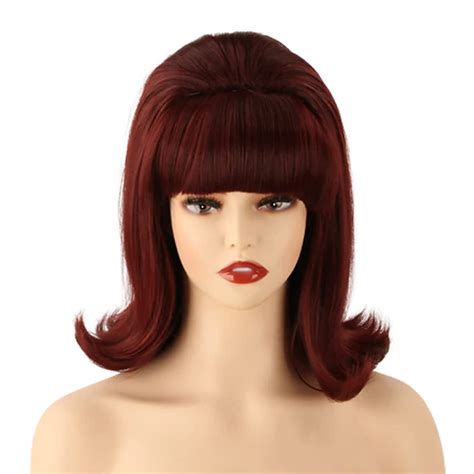 Womens Flip Wig 70s Pinup Pelucas 60s Retro Beehive Style Vintage Look