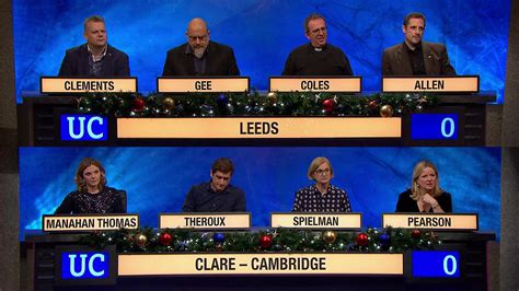 BBC Two University Challenge Christmas 2019 Leeds University V