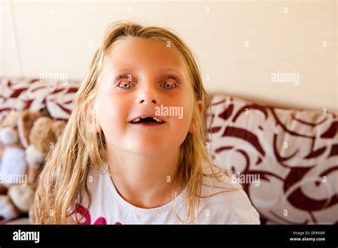 girl with eyelids turned inside out. Scary eyes, creepy fun Stock Photo ...