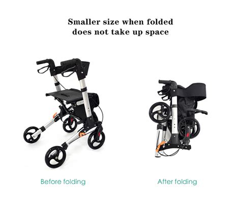 Premium Aluminum Alloy 4 Wheel Walker with Seat - Effortless Folding ...