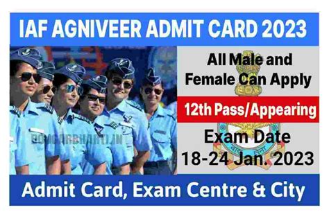 Indian Air Force Agniveer Admit Card Exam Centre City Rojgar