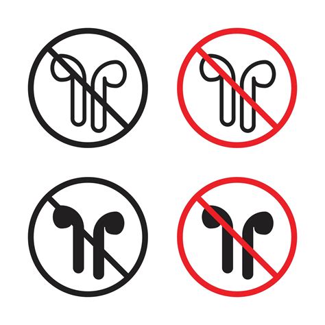 No earbuds allowed sign 42113740 Vector Art at Vecteezy