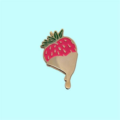 Strawberry Enamel Pin Gold Drip Fuchsia And Green Etsy Canada