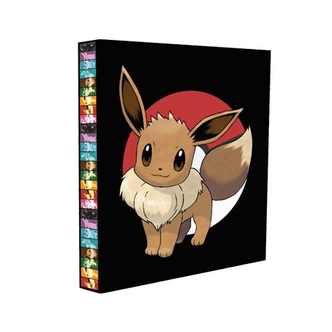 Álbum Pasta Fichário Preto Pokémon Eevee Capa Dura Reforçado Para