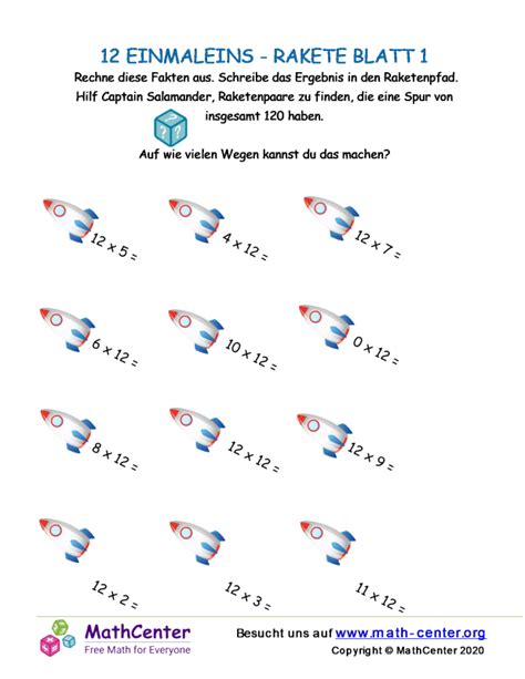 Vierte Klasse Arbeitsblätter Einmaleins Math Center