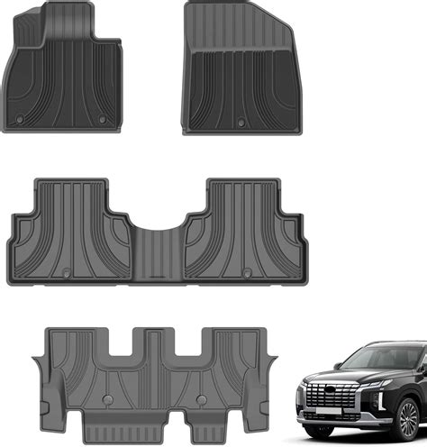 Kelcseecs Floor Mats Custom For Hyundai Palisade 7 And 8 Passenger 2024 2023 2022 2021