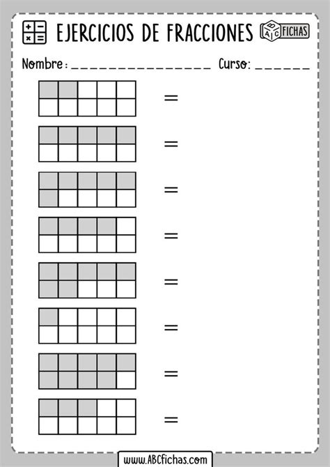 Fracciones O Primaria Ejercicios Para Imprimir Cfe Math Materials