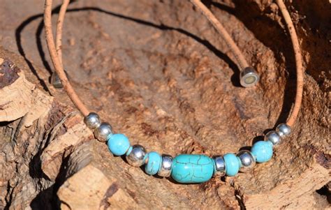 Turquoise Howlite Gemstone Necklace Cork Tree Designs