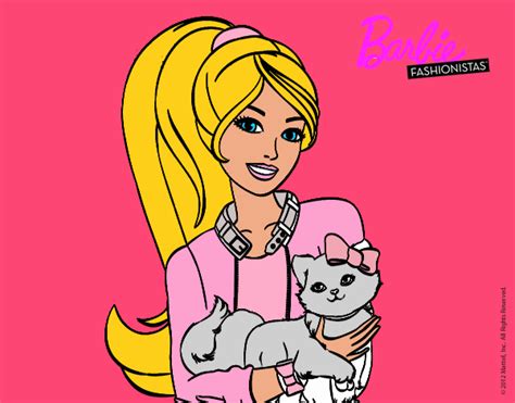 Dibujo De Barbie Con Su Linda Gatita Pintado Por En Dibujos Net El D A