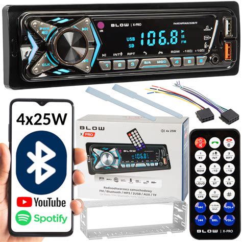 RADIO SAMOCHODOWE BLUETOOTH 1 DIN USB AUX SD MIKROFON PILOT BATERIA