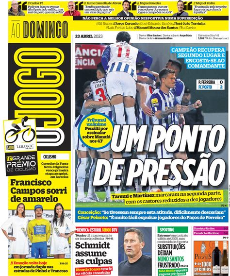 O Jogo Capa da Edição de domingo 23 de abril 2023