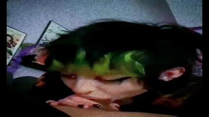 Amateur Green Hair Goth Sucking Cock