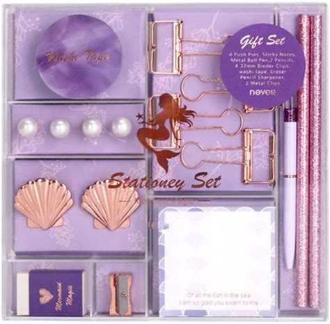 Multibey Cute Stationery Set Purple Mermaid Series Hand Account Making