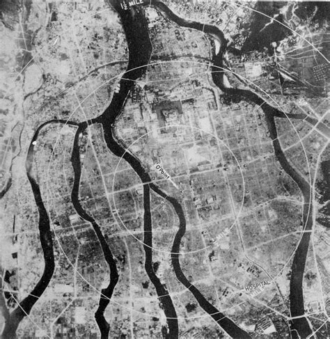 Aerial view of Hiroshima on September 5, 1945, after the atomic bomb was dropped on August 6 ...