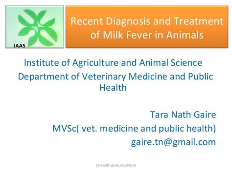 Recent diagnosis and treatment of milk fever in