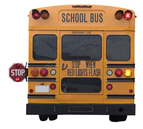 Rear View School Bus Stock Image Image Of Stop Isolated 95250917