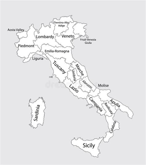 Mapa Administrativo Preto E Branco Do Vetor De It Lia Ilustra O Do