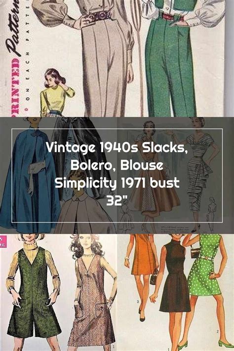 Vintage S Slacks Bolero Blouse And Shorts Sewing Pattern Bust