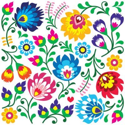 Seamless Floral Polonais Ethnique Papier Peint Papiers Peints