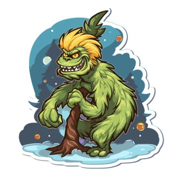 Grinch Sticker Tree Sticker Monster Icon Clipart Vector, Sticker Design ...