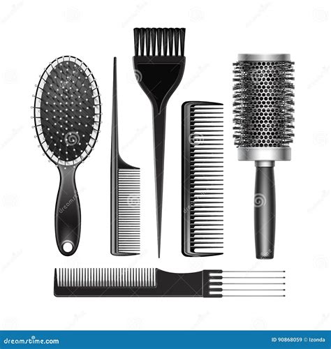 Set Of Grooming And Curling Radial Hair Brush Stock Vector