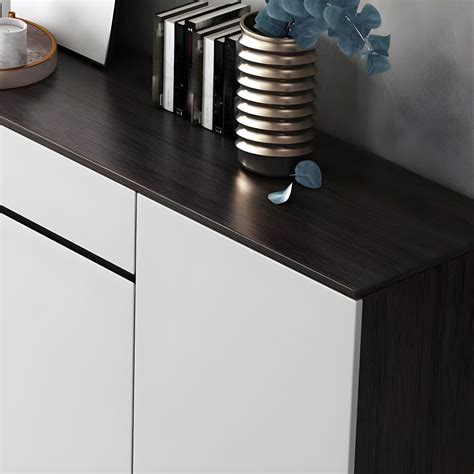 Modern Style Sintered Stone Top Storage Sideboard Cabinet in White ...