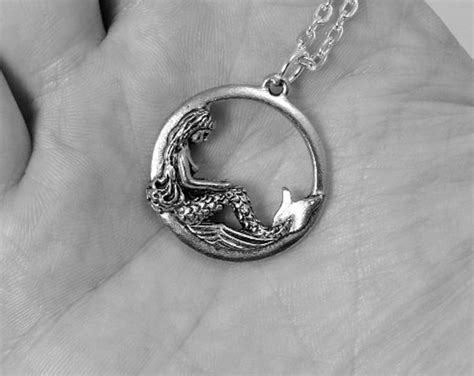 Mermaid Necklace Silver Mermaid Necklace On A Silver Cable Etsy