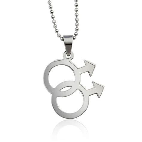 Fashion Male Gay Pride Pendant Jewelry L Stainless Steel Pendant Necklace For Men And Men