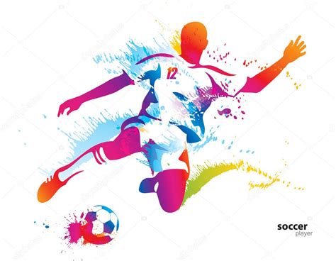 Jogador de futebol chuta a bola A ilustração vetorial colorida w vetor