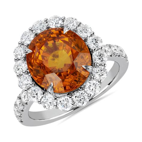 Orange Sapphire And Diamond Ring In 18k White Gold Blue Nile