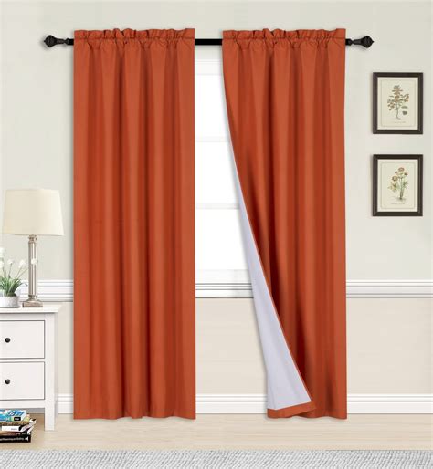 Dr2 Orange 2Pc Floral Garden Blackout Room Darkening Window Curtain