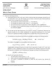 CHG2317 Mock Final Exam 2 Pdf Universit DOttawa Facult De Gnie