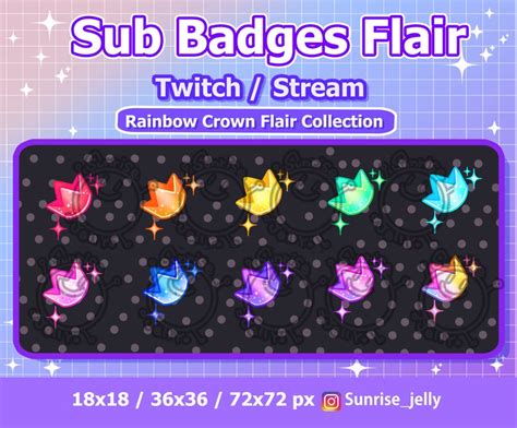 Twitch Sub Badge Flair Rainbow Crown Flair Collection Etsy