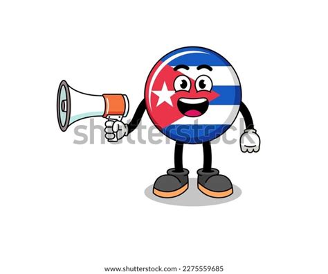 Cuba Flag Cartoon Illustration Holding Megaphone Stock Vector (Royalty ...