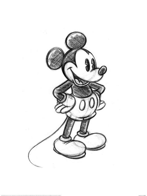 Mickey Mouse Sketch Art Print 60x80cm Postersnl