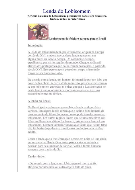 Lenda do lobisomem | PDF