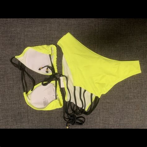 Chic Me Trends Swim Sexy Strappy Piece Neon Yellow Bikini Set Poshmark