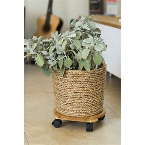 Nature Planttrolley met wieltjes Ø30cm Naturel bamboe composiet