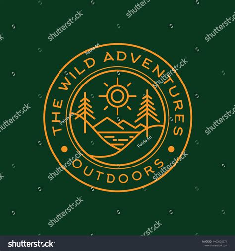 Adventure Outdoor Logo Design Badge Line Stock Vector Royalty Free