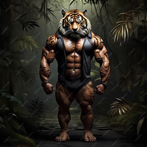 Premium Photo Bodybuilder Tiger Healthy Tiger Muscular Tiger