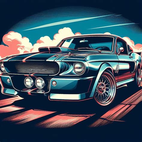 Premium AI Image Retro V8 Ford Mustang GT Shelby Eleanor Vector