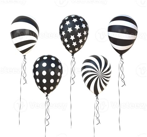 3d Rendering Black And White Balloons 28901432 Png