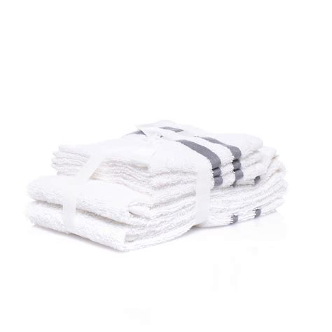 Comfort Bay Grand Luxe 5 Piece Towel Set White With Grey Stripes