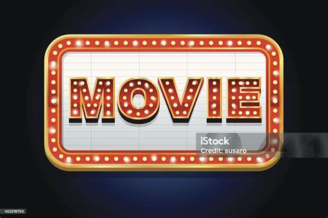 Illustrated Lit Up Movie Marquee Stock Illustration Download Image